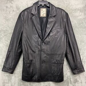 VTG Luciano by Luis Alvear Men's Leather Jacket Large‎ Black 3 Button